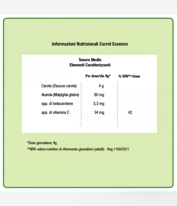 Valori nutrizionali Carrot Essence